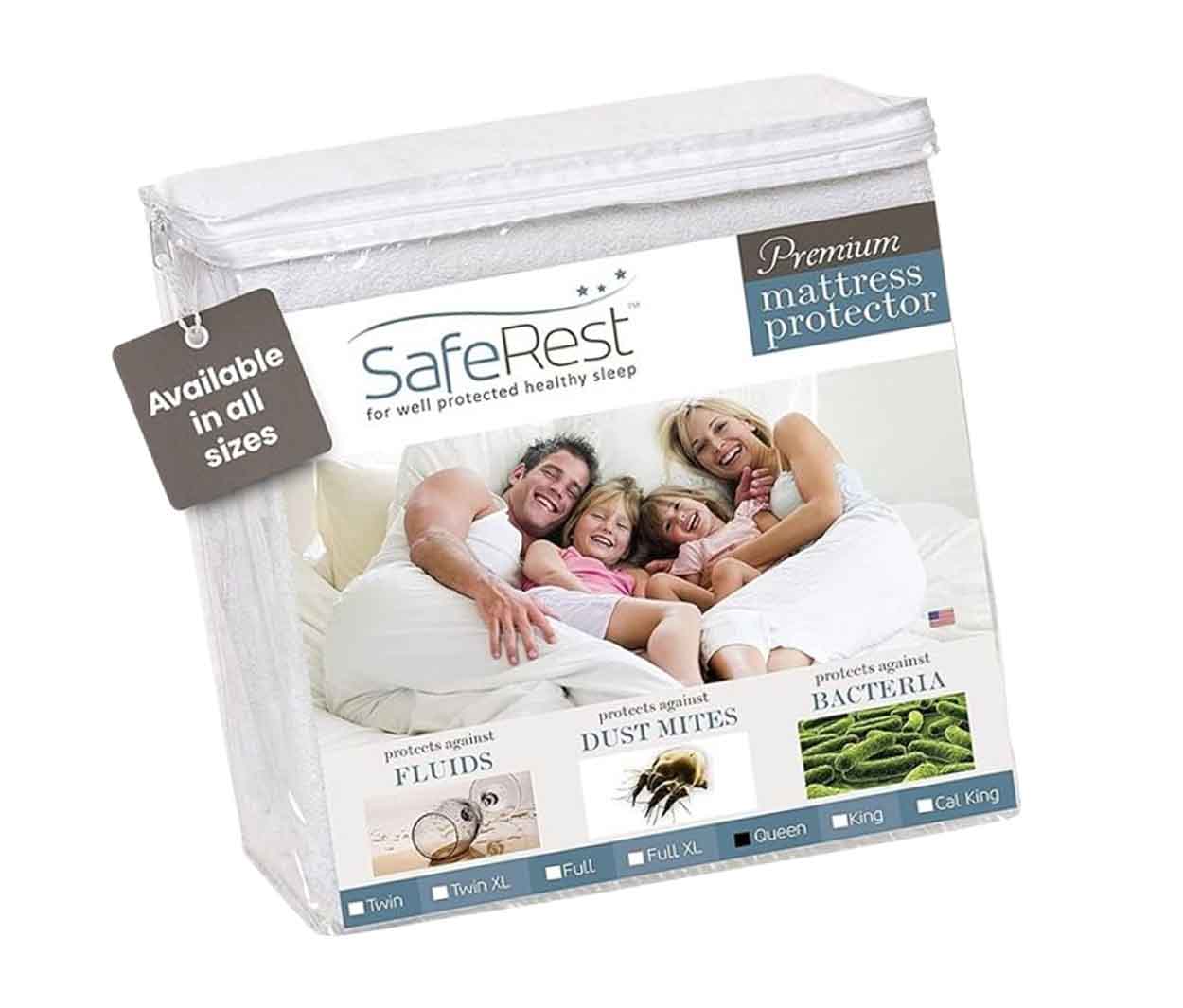 Happy family enjoying a comfortable sleep with premium mattress protector